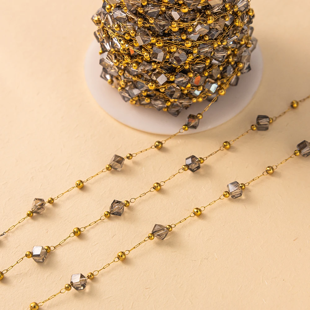 1 Meter Diamant-Goldkette für Schmuckherstellung Edelstahl Büroklammerkette für Charm-Armband Halskette DIY Bastelzubehör – Detail 2