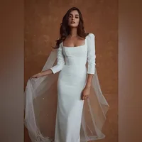 Simple Wedding Dresses For Women Civil Square Neck Half Sleeves Mwemaid Bride Dresses vintage Wedding Gown 2024 Customized 1