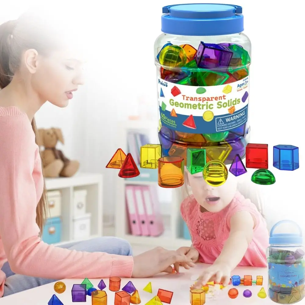 3D Kid Montessori Toy Creative Translucent Montessori Table Toys Geometric Shapes Blocks Sensory Activity Sensory Learning Toy