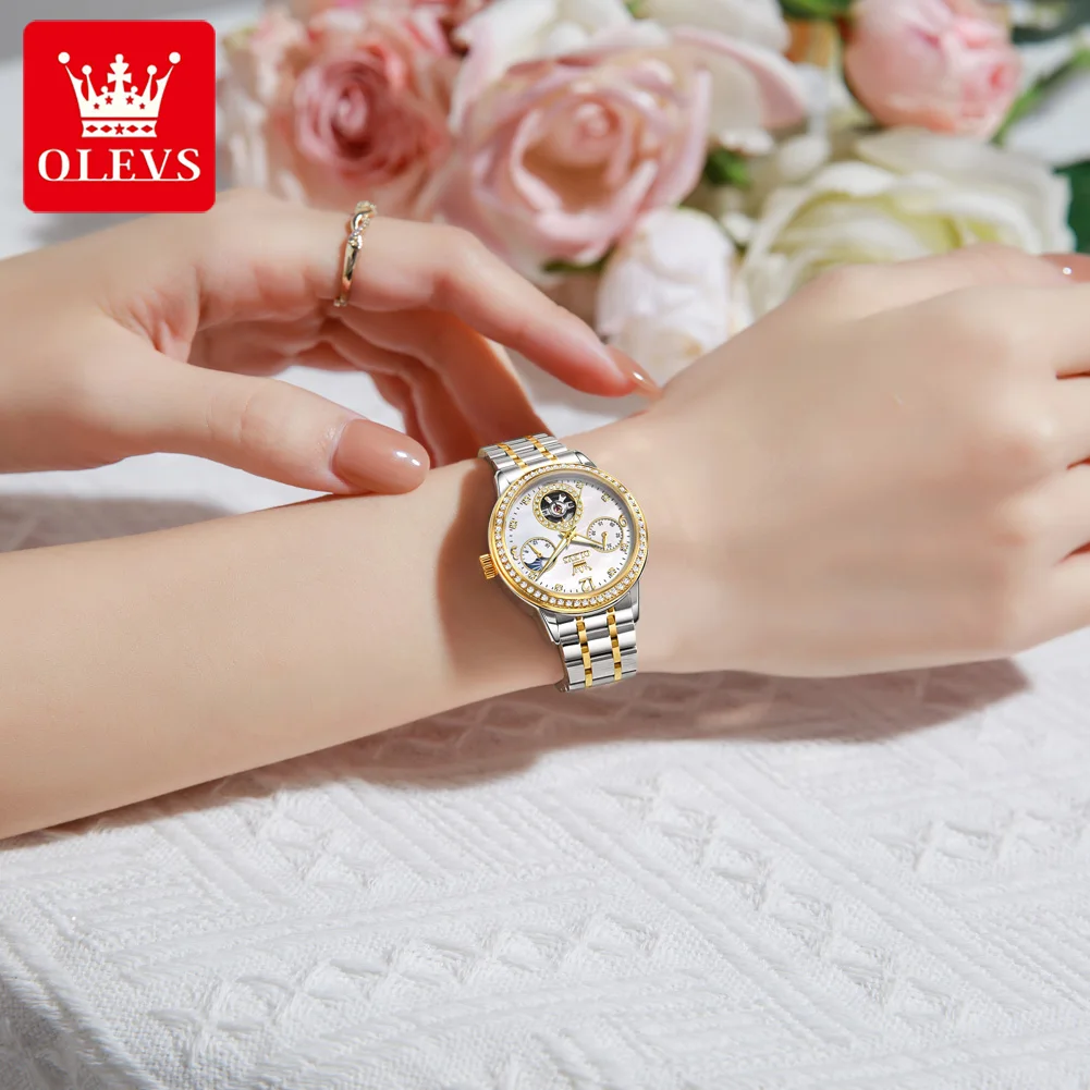 olevs 6750 elegance women automatic mechanical movement watch diamond bezel exquisite dial night light function watch for women OLEVS 6750 Elegance Women Automatic Mechanical Movement Watch Diamond Bezel Exquisite Dial Night Light Function Watch For Women 4
