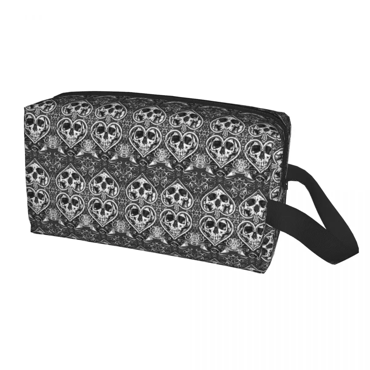

Skull Print Horror Makeup Bag for Women Travel Cosmetic Organizer Fashion Skeleton Death Storage Toiletry Bags