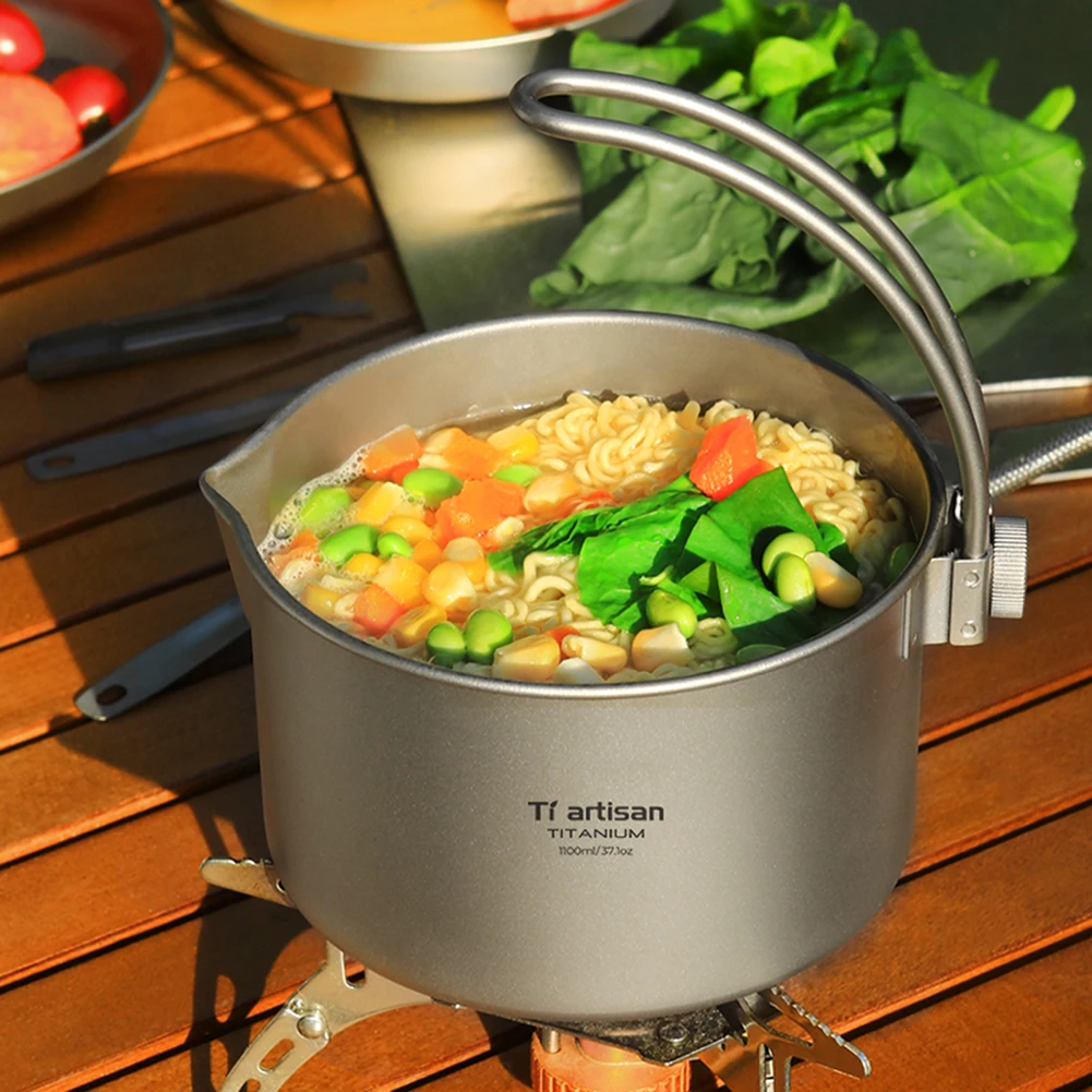

1.1L Bushcraft Hanging Pot With Detachable Traditional Hanger Handle Outdoor Camping Hiking Backpacking Tablewares