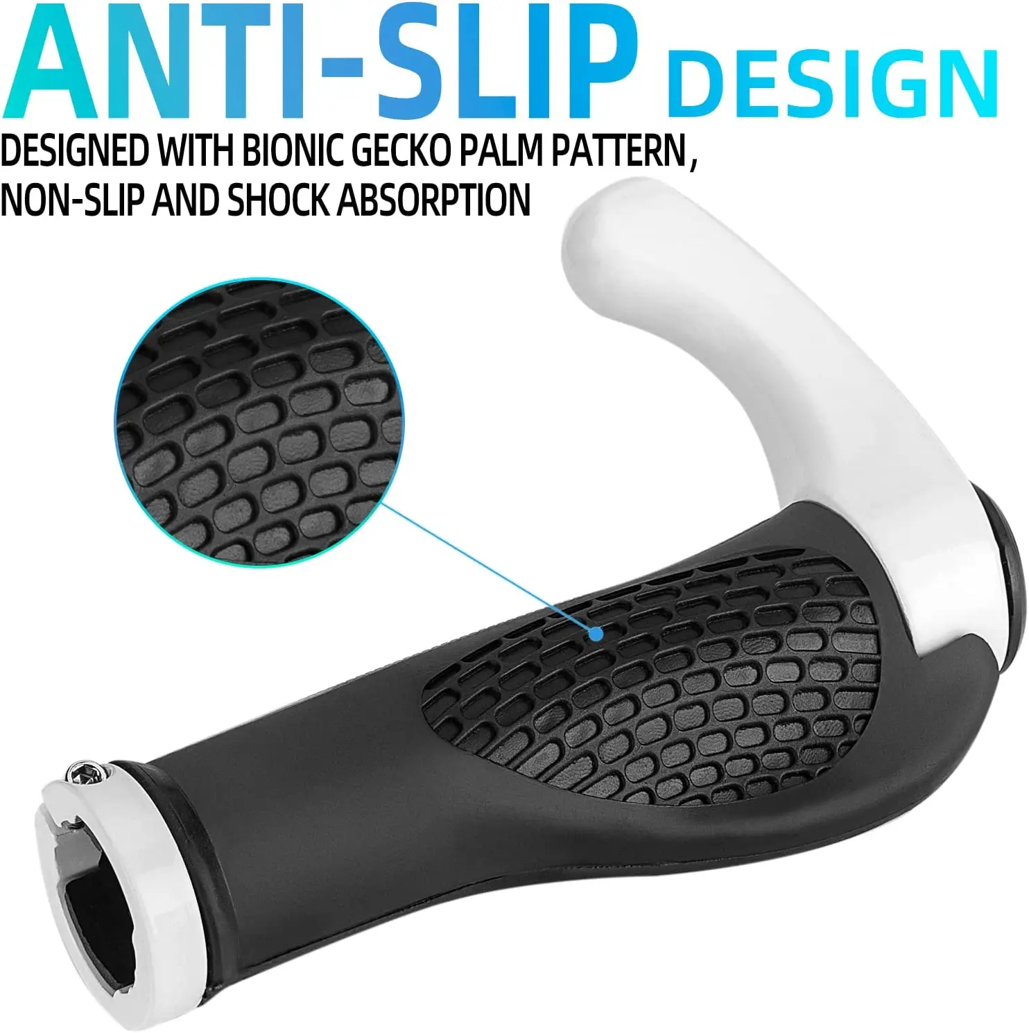 Description Picture 3 of item1 Pair Bicycle Handlebar Grip Ergonomic Anti Skid Lock on Handle Cover Aluminum Alloy Rubber Grips MTB Bike Accessories