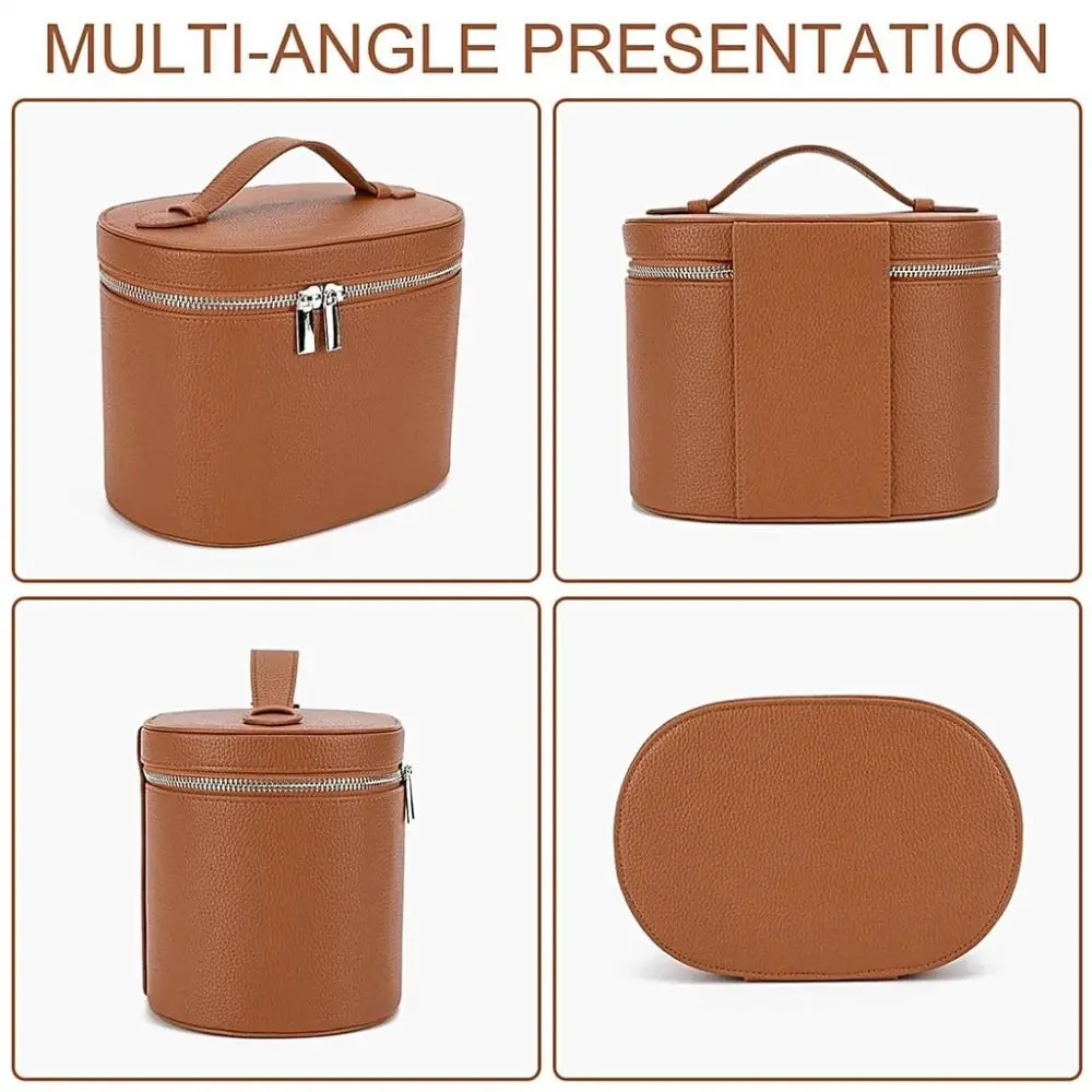 Borsa per il Trucco alla Moda, Pochette Cosmetica Portatile di Grande Capacità, Organizer da Viaggio Impermeabile in PU - immagine 2