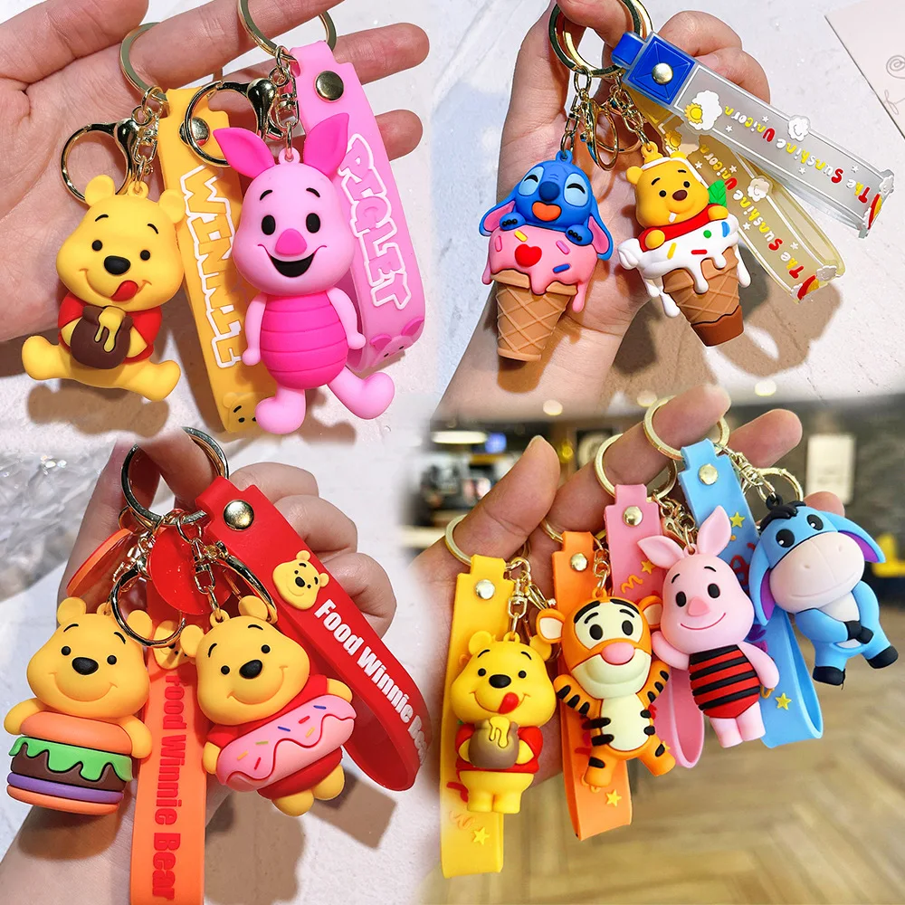 Winnie The Pooh Keychain Cute Bag Decoration Cartoon Couple Silicone Doll Exquisite Car Keychain anime keychain,keychain pendant