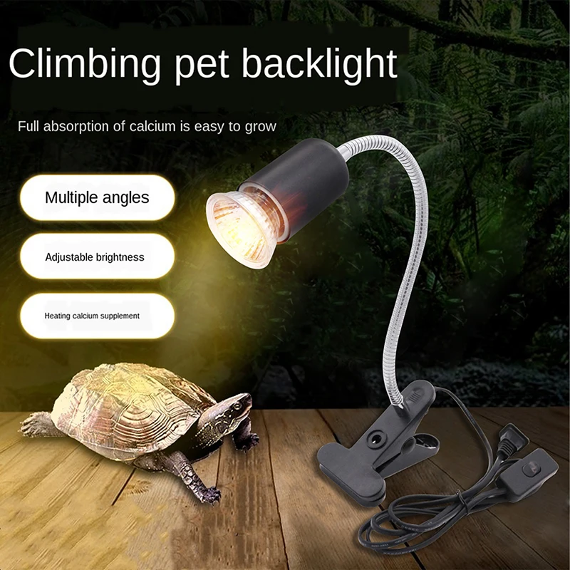 UVA UVB Reptile Bulb Lamp with Clip-on UK Plug 50/75W Bulb Holder