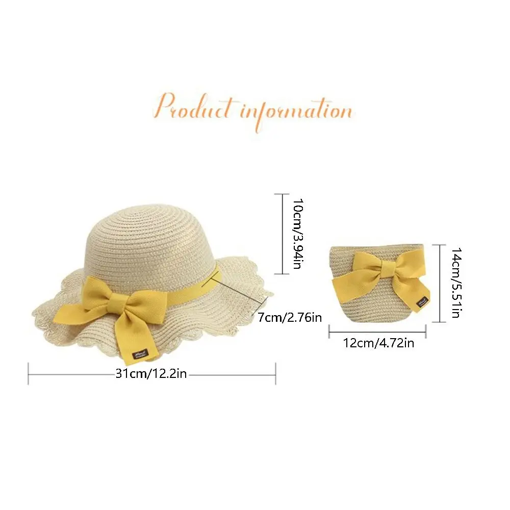 Ribbon Bow Travel Girl Gift UV Protection Panama Hat Children Straw Hat Sun Visor Hat Korean Style Girl Cap Same Style Bags