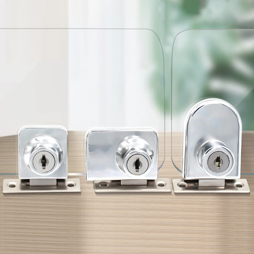 Single Double Open Glass Lock Zinc Alloy Showcase Cabinet Door Cylinder Sliding Glass Push Door Locks For Furniture Hardware cabinet door lock