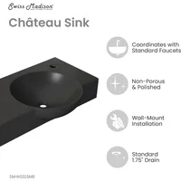 Chateau 30" Right Side Faucet Wall-Mount Bathroom Sink in Matte Black 2