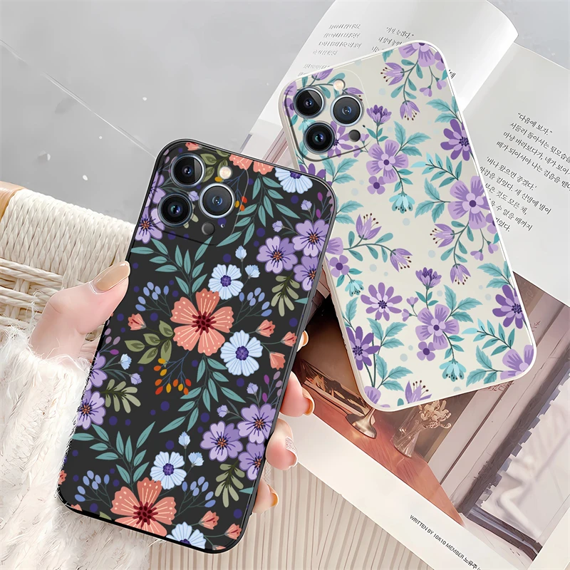 Matte Silicone Shockproof Floral Cover - Liquid Resistant