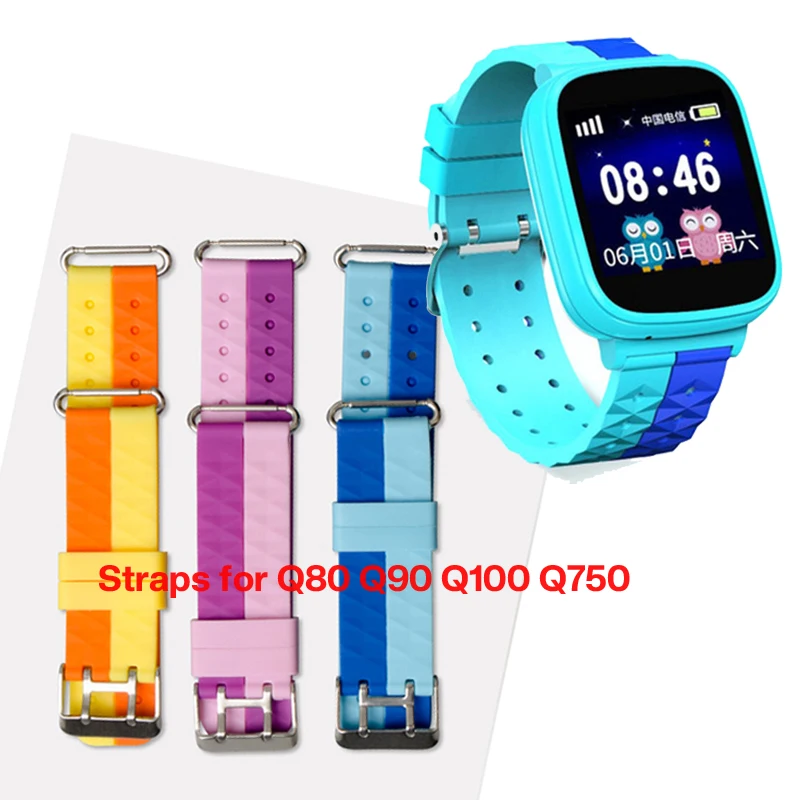 

18mm Width Straps Kids Smart Watch Silicone Belts with Ears for Children's Watch Q80 Q90 Q100 Q750 ремешок для детских часов