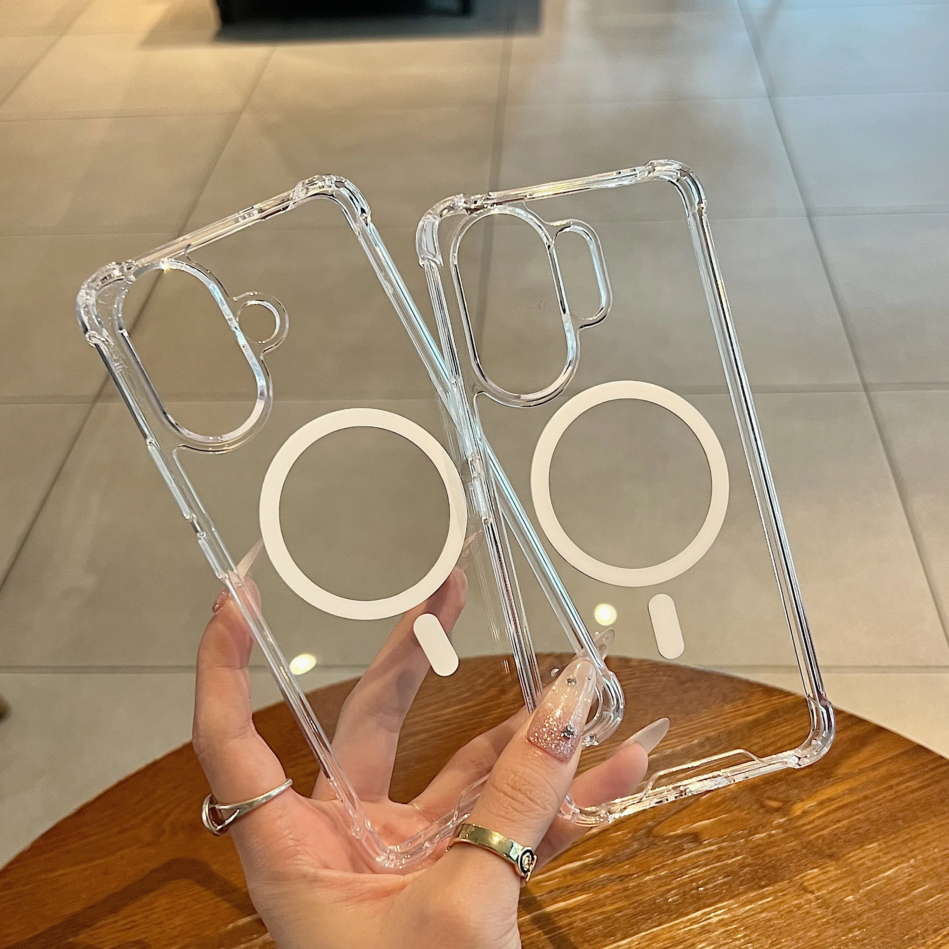 Air Cushion Magnetic Clear Acrylic Shockproof Phone Case
