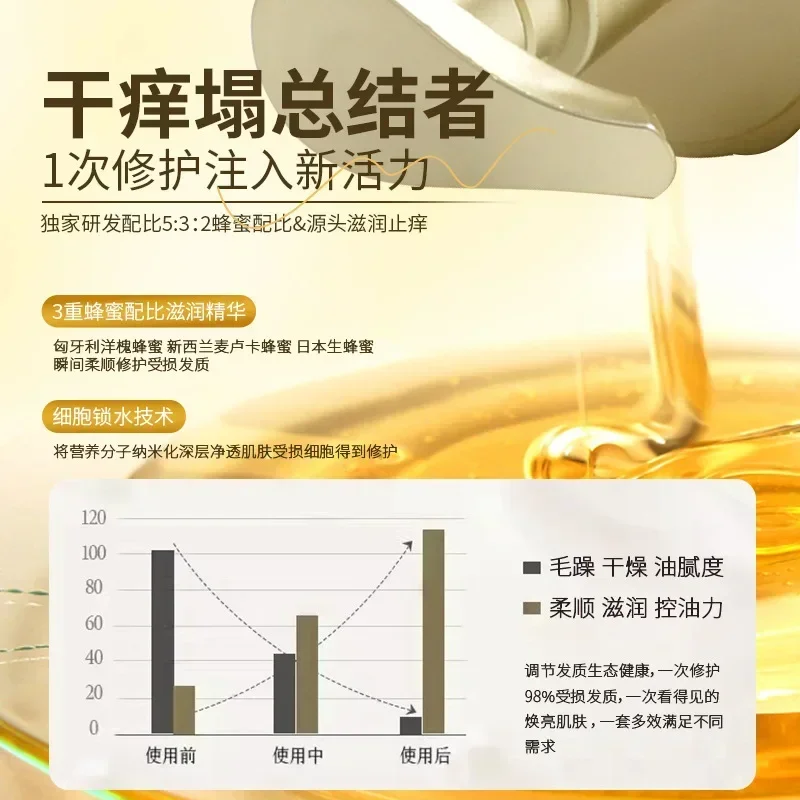 Шампунь Для Волос Honey Shampoo Long Lasting Fragrance Shampoo Conditioner Set Clean The Scalp and Nourish The Hair 샴푸