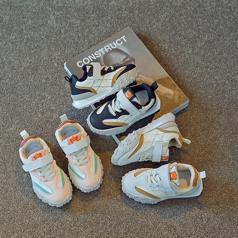 

Children Sneakers Sporty Leisure Hook-loop Autumn Boys Girls Casual Shoes 22-37 Patchwork Running Three Colors Kids Shoes