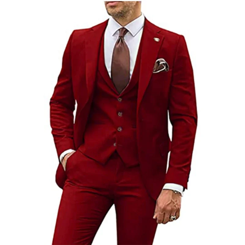 Men's Suit for Wedding 3 Piece Slim Set Groomsmen Wedding Dress Best Man Party Wear Bussiness Suits for Men blazer verde hombre