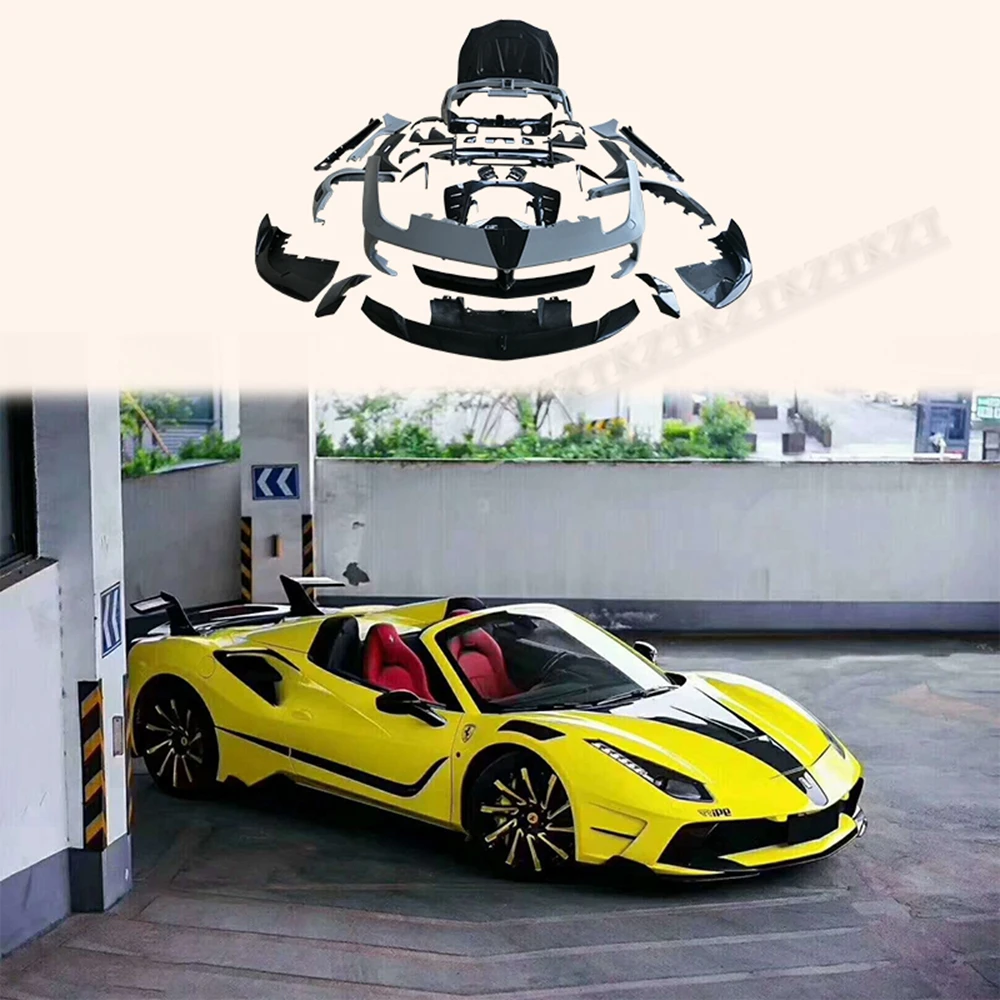 Per Kit Carrozzeria Ferrari 488 Gtb Msr Style Carbon + Frp 35 Pezzi Fb/Rb/Ff/Hd/Kit