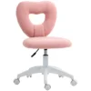 Armless 电脑桌椅, Office Task Chair, Teddy Fleece Heart Makeup Vanity Chair with Swivel Wheels, Pink 1