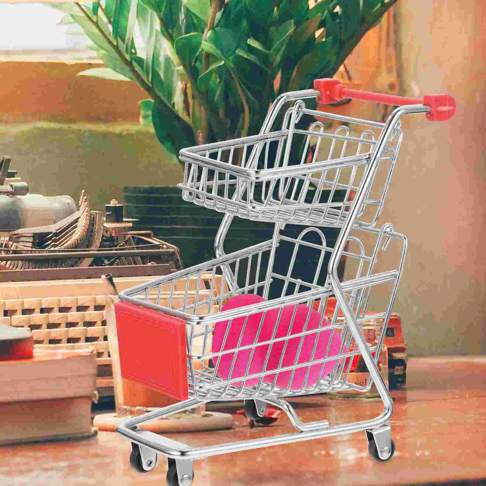 Trolley Storage Mini Shopping Cart Child Childrens Toys Carts for Groceries Kid Wrought Iron Plastic Modes 5