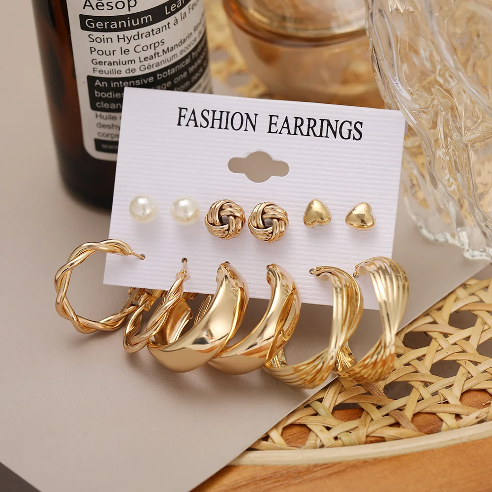 Vintage Metal Twisted Rope Knot Stud Earrings Fashion Hollow Butterfly Leaf Earrings Women's Versatile Big Set Jewelry Gift 2025 3