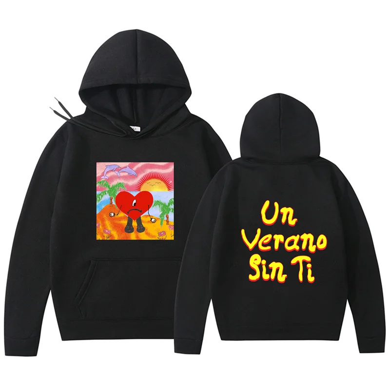 Streetwear Funny Bad Bunny Women Hoodies Un Verano Sin Ti Print Men Woman Hooded Pullover Unisex Tracksuit Clothes Sweatshirts