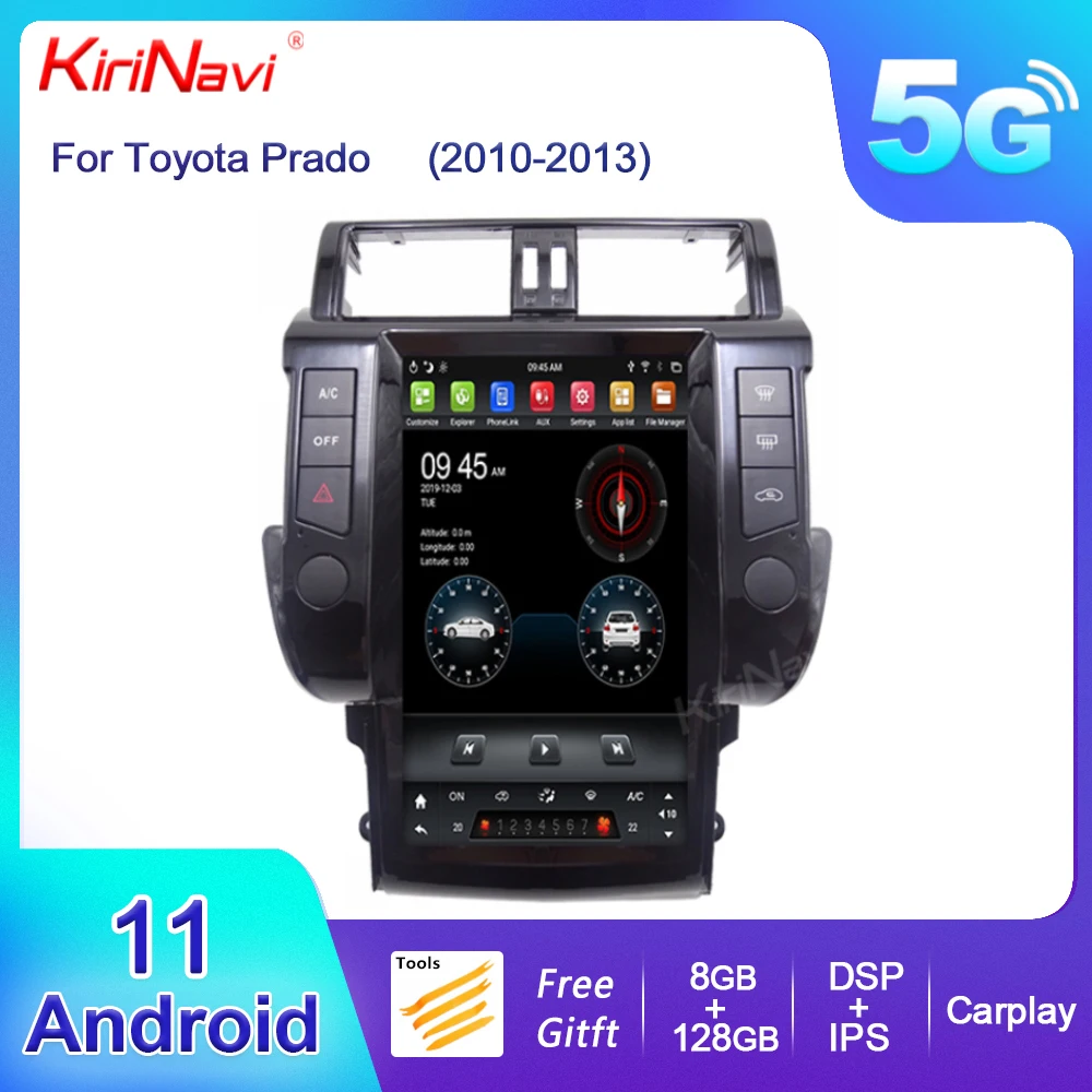 

KiriNavi Tesla Style Vertical Screen 13.6" Android 11 Car Radio For Toyota Prado Auto GPS Navigation DVD Player 4G DSP 2010-2017