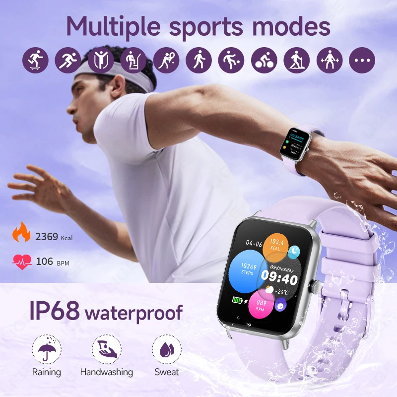 LIGE Fashion 1.83" HD Screen Smart Watch Women Bluetooth Call IP68 Waterproof Ladies Watches Daily Health Monitor Smartwatch New