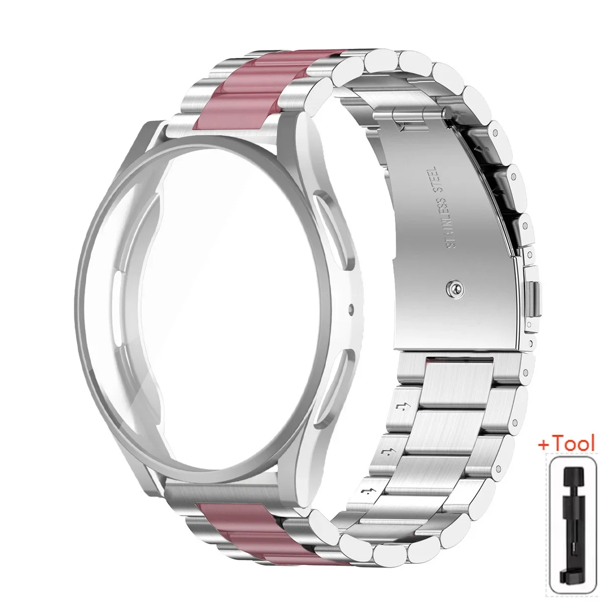 Stainless Steel Bracelet with Metal Strap and TPU Cover