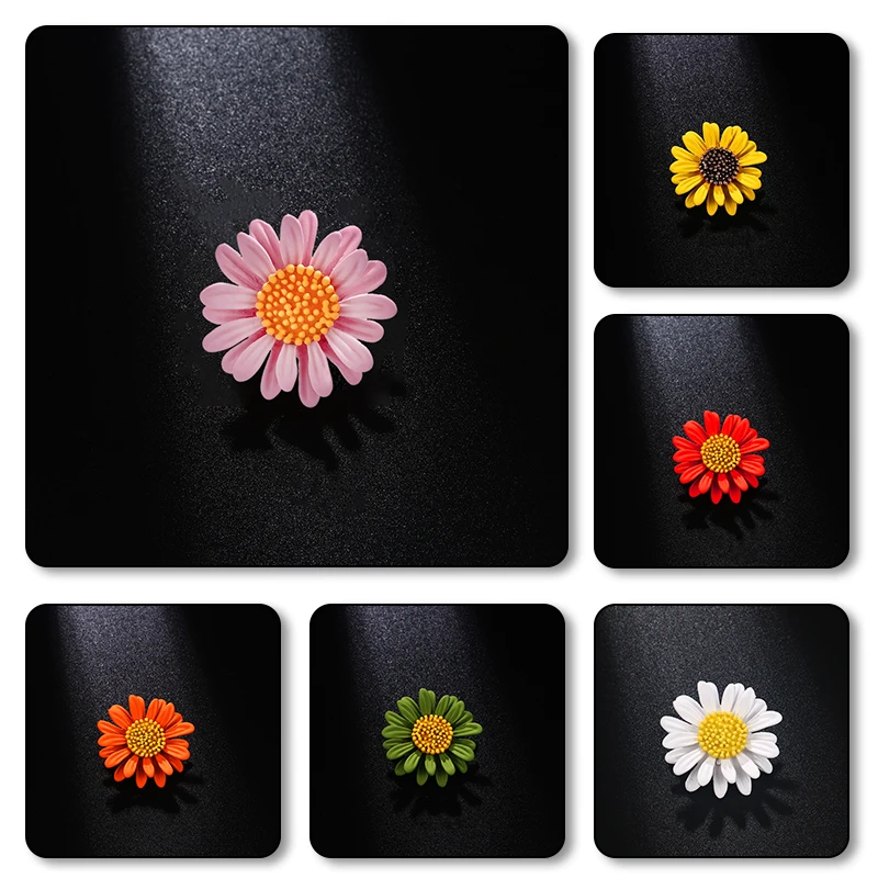 Enamel Flower Brooch Elegant Vintage Enamel Plant Flowers Daisy Brooch for Women and Men Collar Brooches Accessories Couple Jewelry Gifts