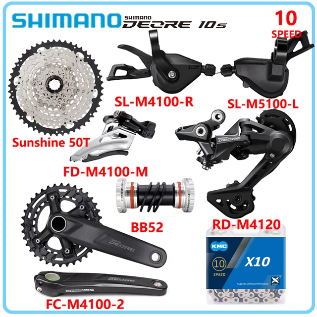 SHIMANO Deore M4100 Groupset for MTB Bike 2X10 Speed SL-M5100-L FC-M4100-2  Crankset KMC X10 Chain Derailleurs Kit Bicycle Parts - AliExpress