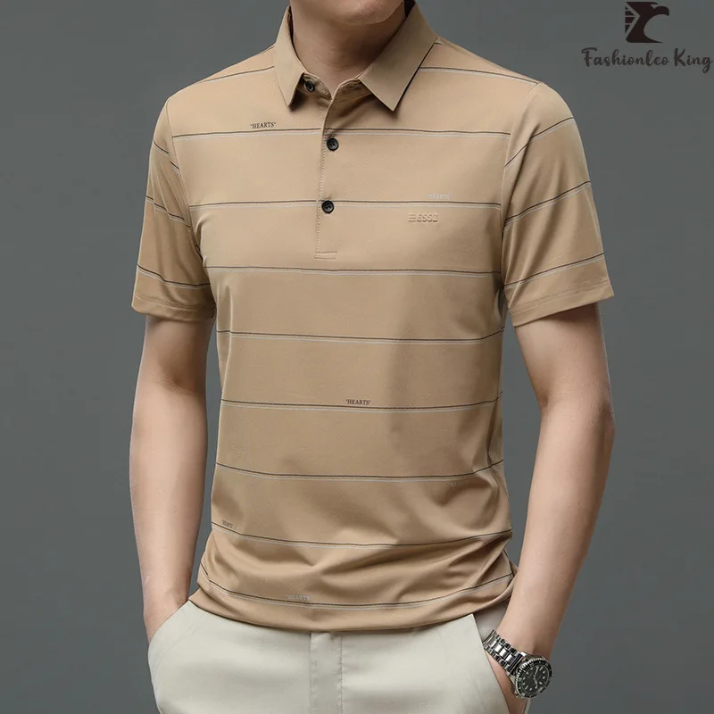 

New Fashion Stripe Polo Shirt Men's Short-Sleeve Turn-Down Collar T-Shirt Male Business Casual Sports Polo Tee Shirts