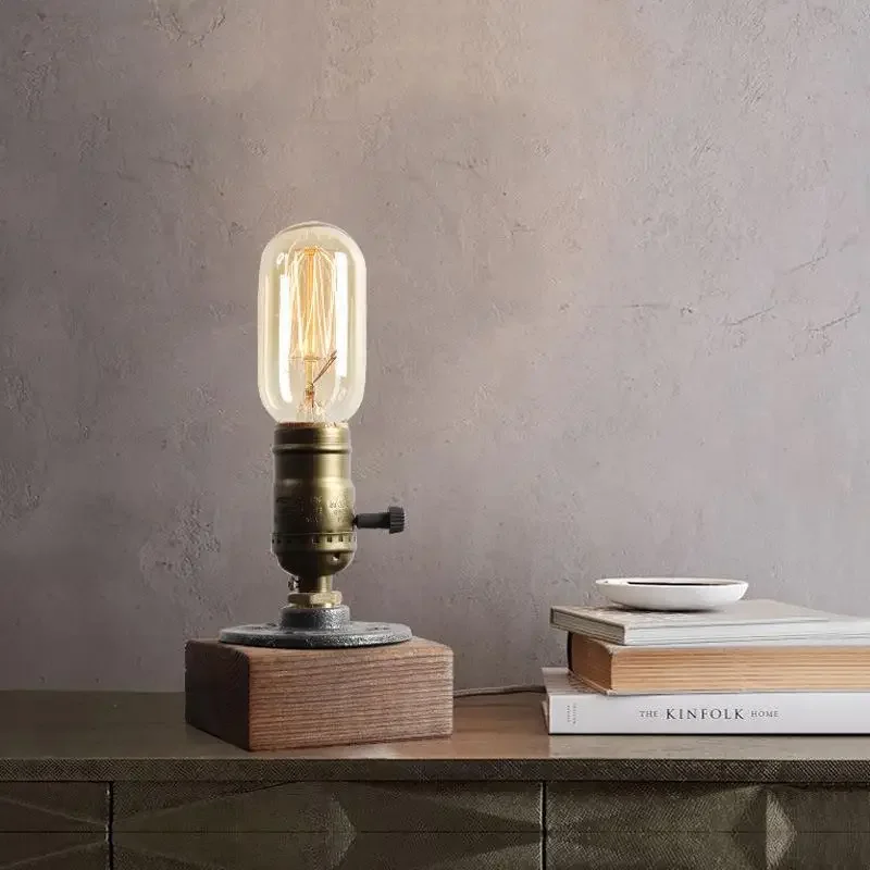 

Retro Water Pipe Table Lamp Bedroom Living Room Table Light E27 Bedside Lamps Decorative Table Lights Indoor Lighting Fixtures