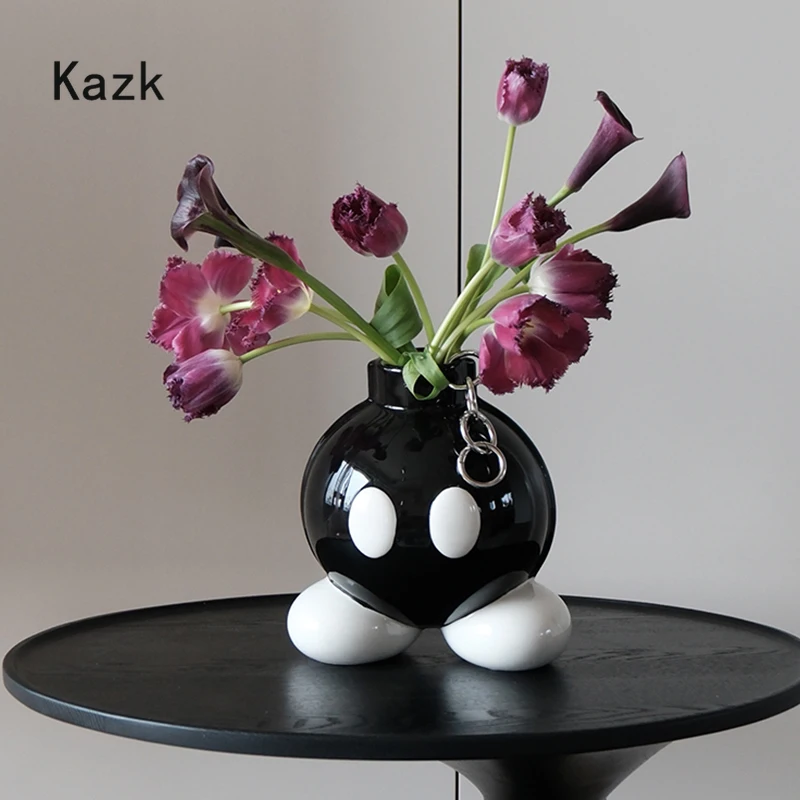 

High Beauty Bomb Ceramic Vase Creative Home Decor Irregular Cartoon Shaped Dried Flower Vase Living Room Decoration Vases