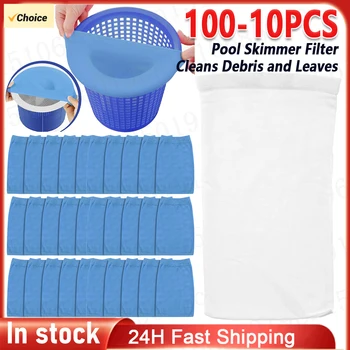 Calcetines Skimmer para piscina, bolsa de malla redonda para pecera, filtro de malla para piscina, limpia restos y hojas, filtros de cestas, 100-10 piezas