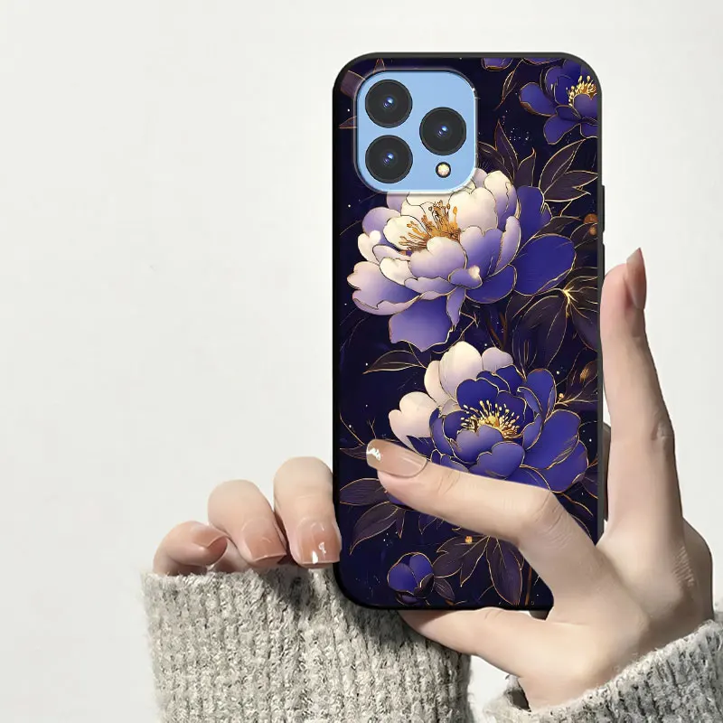 Cool Cartoon Shockproof Soft Silicone Phone Case with Floral Design