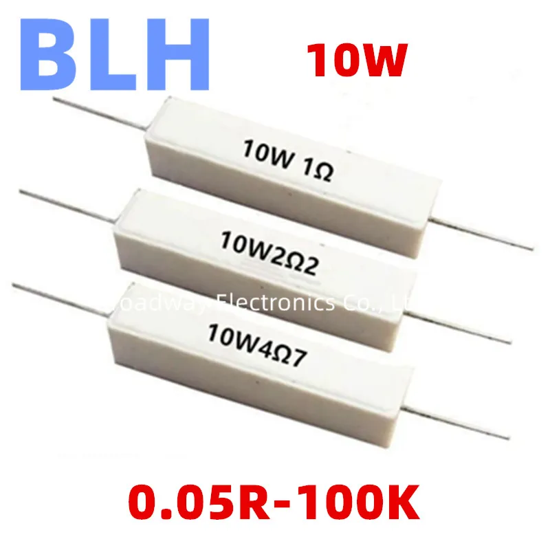 10PCS 10W Ceramic Cement Power Resistance 6.8R 7R 7.5R 8R 8.2R 10R 12R 15R 18R 20R 22R 24R 25R 27R 30R 33R 39R 47R 50R 51R 56R