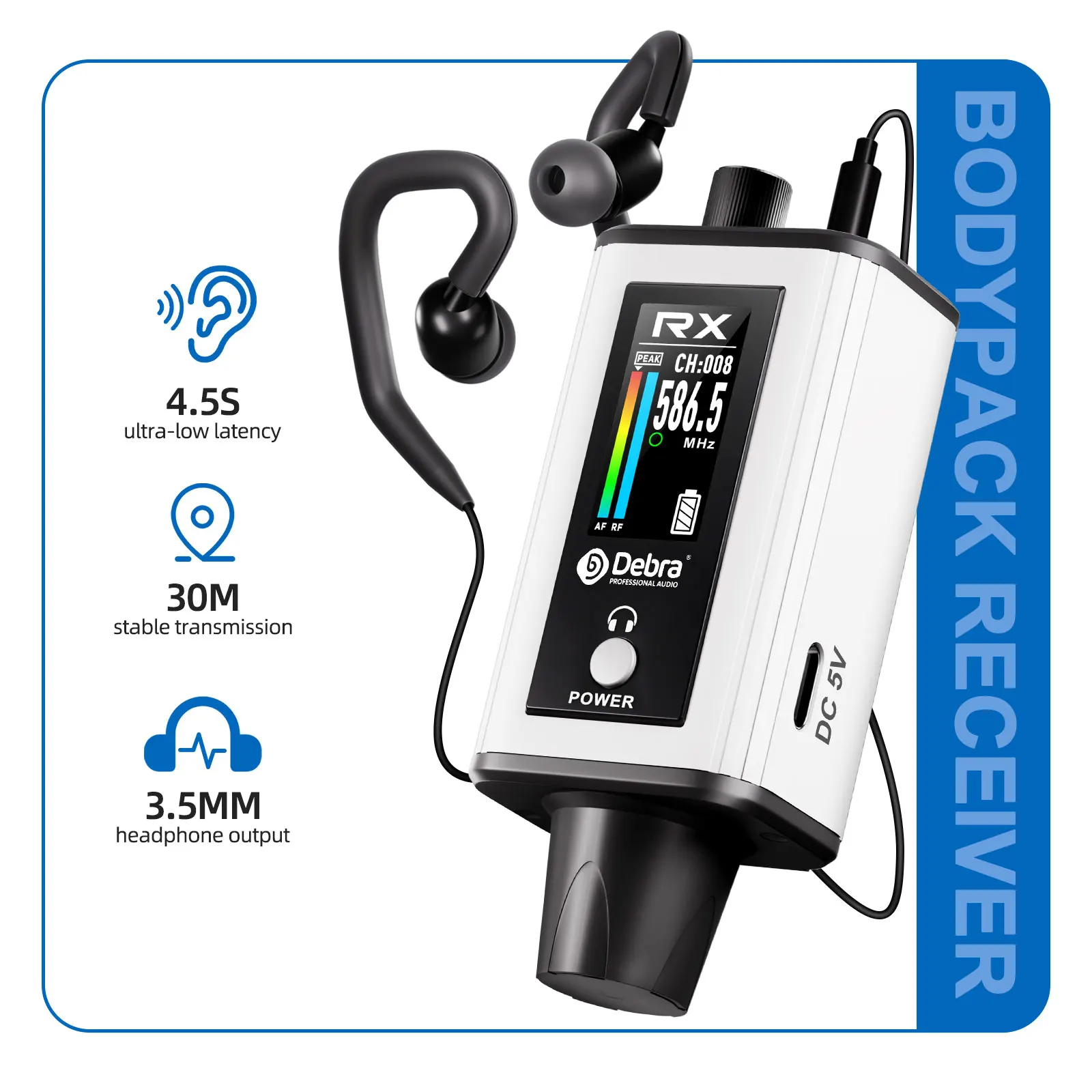 IKGE EMX-1 In-Ear Wireless Monitor System Wireless IEM System UHF 30m Transmission Distance for Stage Performance Band