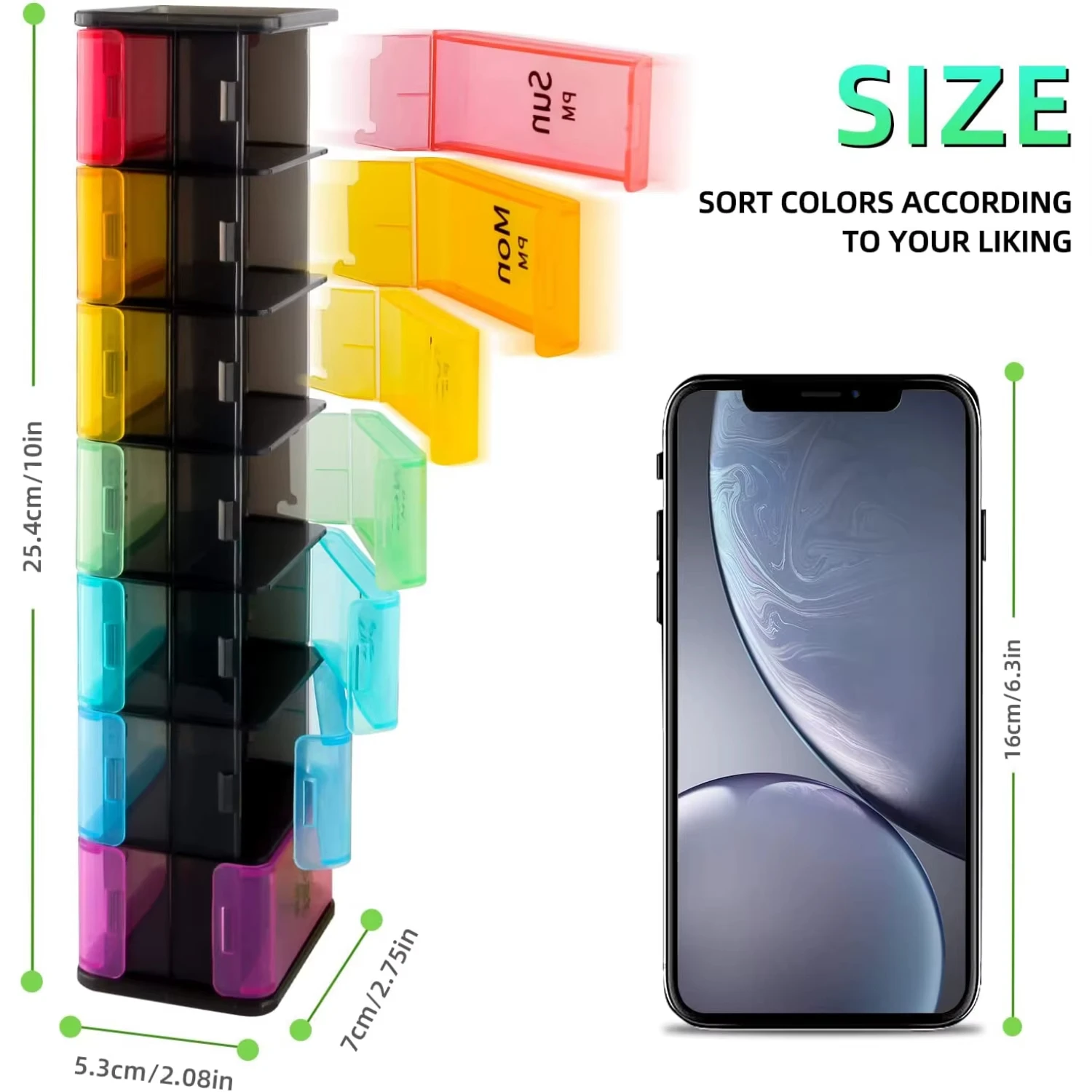 Extra Large Double-Sided Pill Organizer Extra Large Compartments Pill Case 7 Days Pill Dispensers BPA Free Travel-Friendly