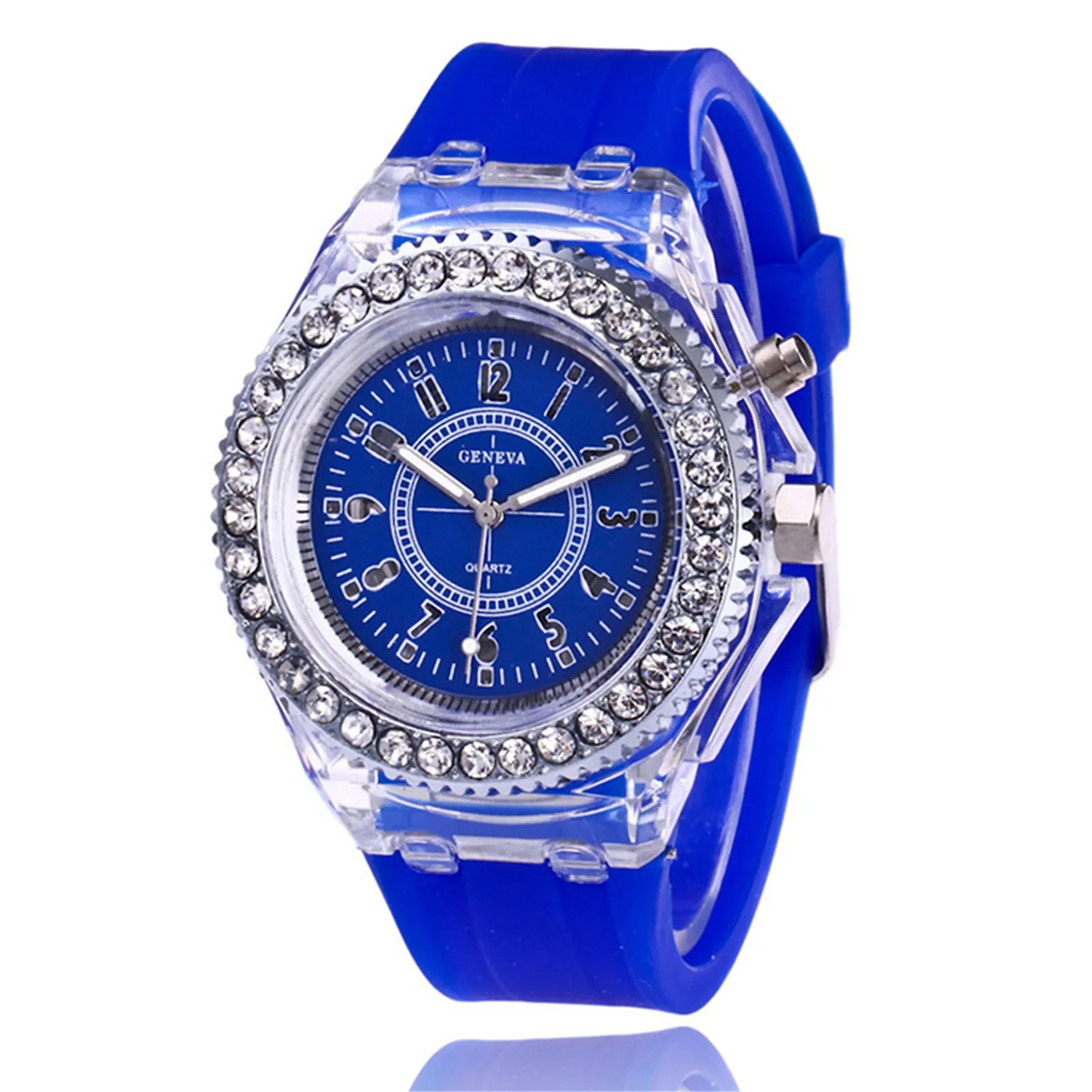 

Luminous Colorful Watch Rhinestone Studded Luminous Silicone Student Watch Beach Watch For Men Women