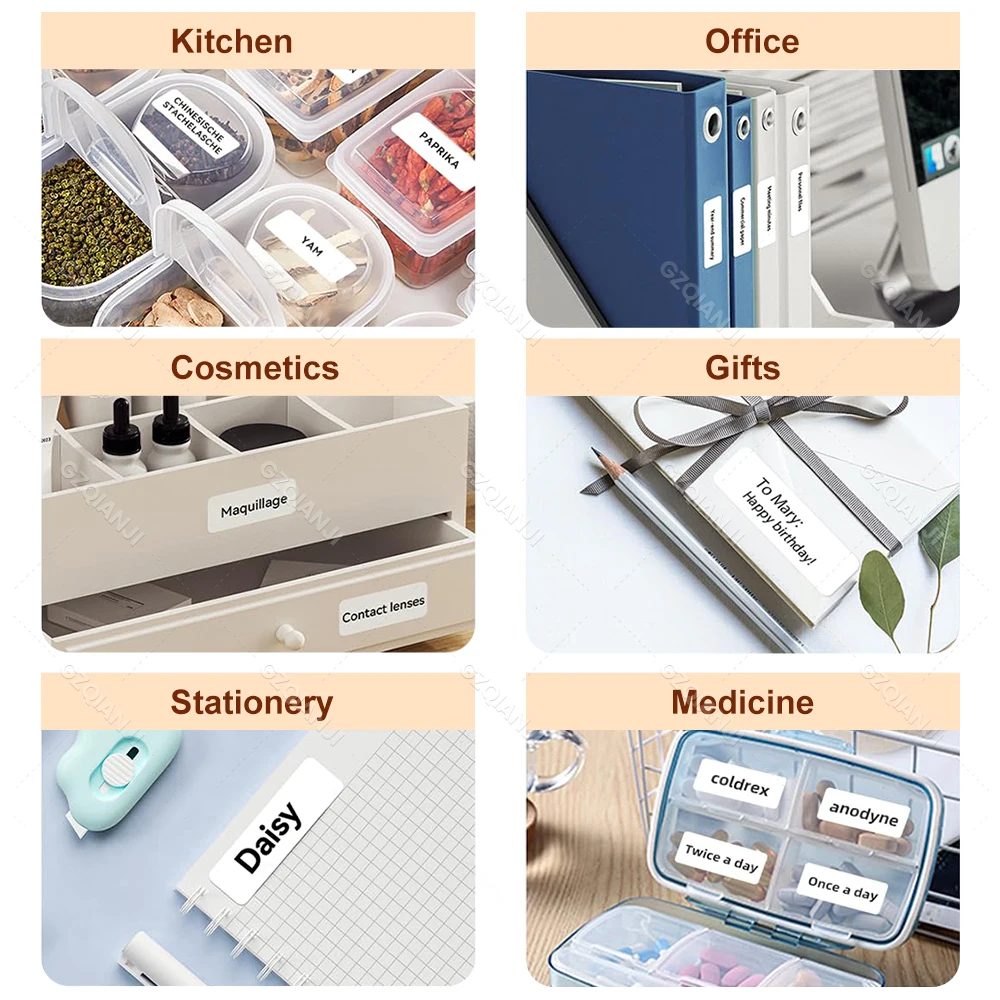 12-15mm Niimbot Label Tape Sticker Paper Rolls Self-adhesive Waterproof White Date Notes for Niimbot D110 D11 D101 Printer Maker