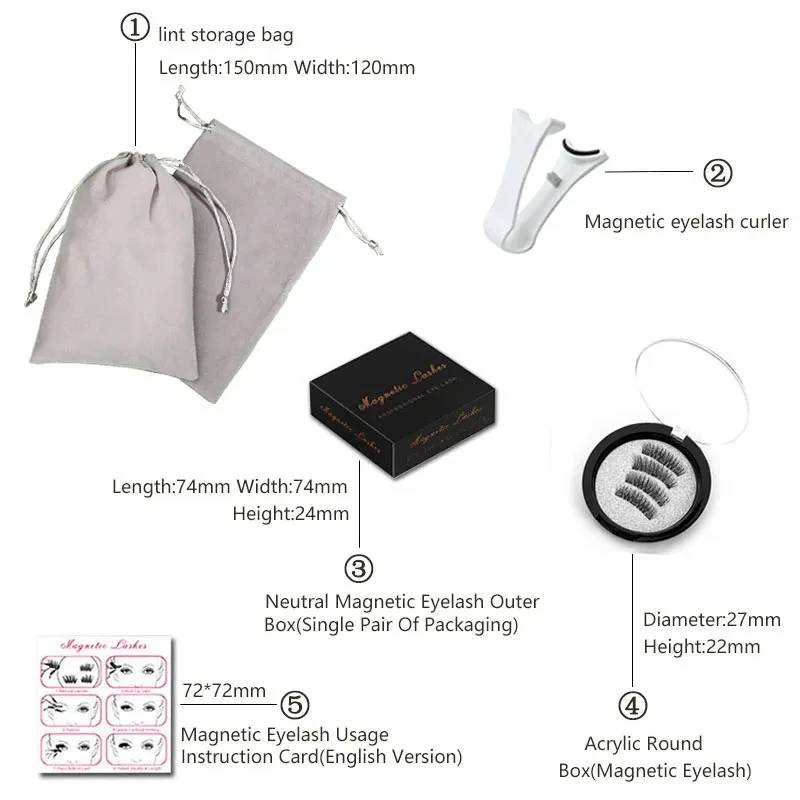 2 Pairs Magnetic Eyelashes False Lashes 4 Magnetic 3D reusable magnetic eyelashes Tweezers Set Portable Makeup Set Lash fake eyelashes