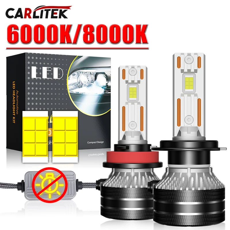 CARLITEK LED Headlight Bulbs H4 H1 H7 H11, Canbus 120W 6000K 8000K H8 HB3 HB4 9005 9006 9007 9008 H13 9012 H27 880