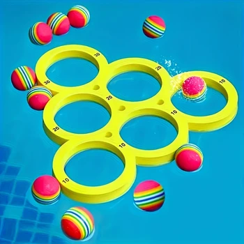 Set da gioco per lancio di piscina, giocattoli galleggianti per piscina per sport acquatici in famiglia, tappetino per giochi d'acqua per giochi di lancio 1