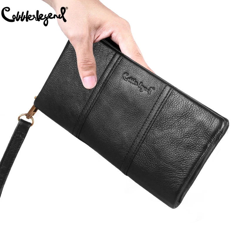 Cobbler Legend Long Zip Wallet Phone Bag and Wallet with Card Holder Leather Men's Clutch Bag images - 6