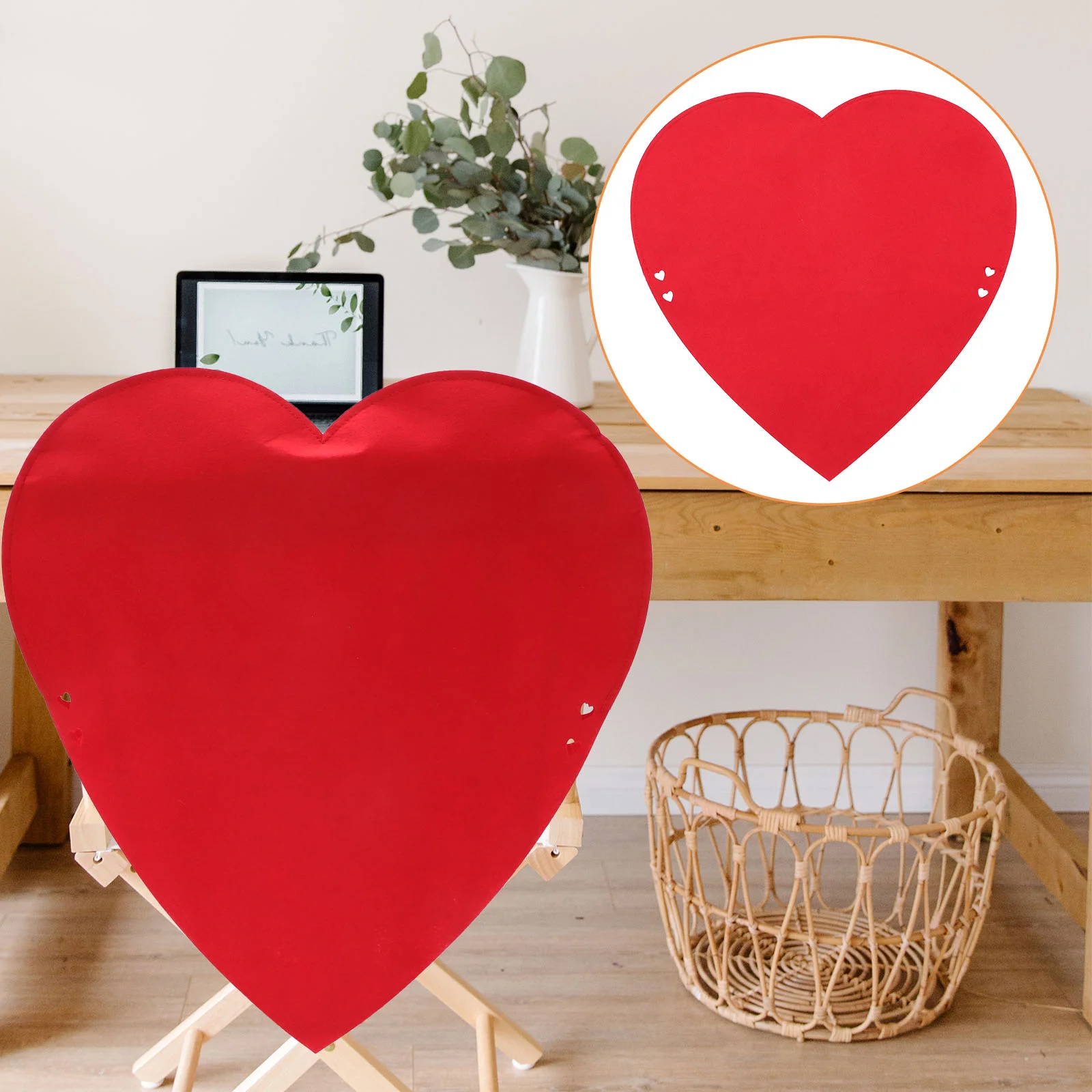 

2 Pcs Valentine's Day Chair Back Cover Protectors Heart Decor Removable Chairs Romantic Detachable Valentines