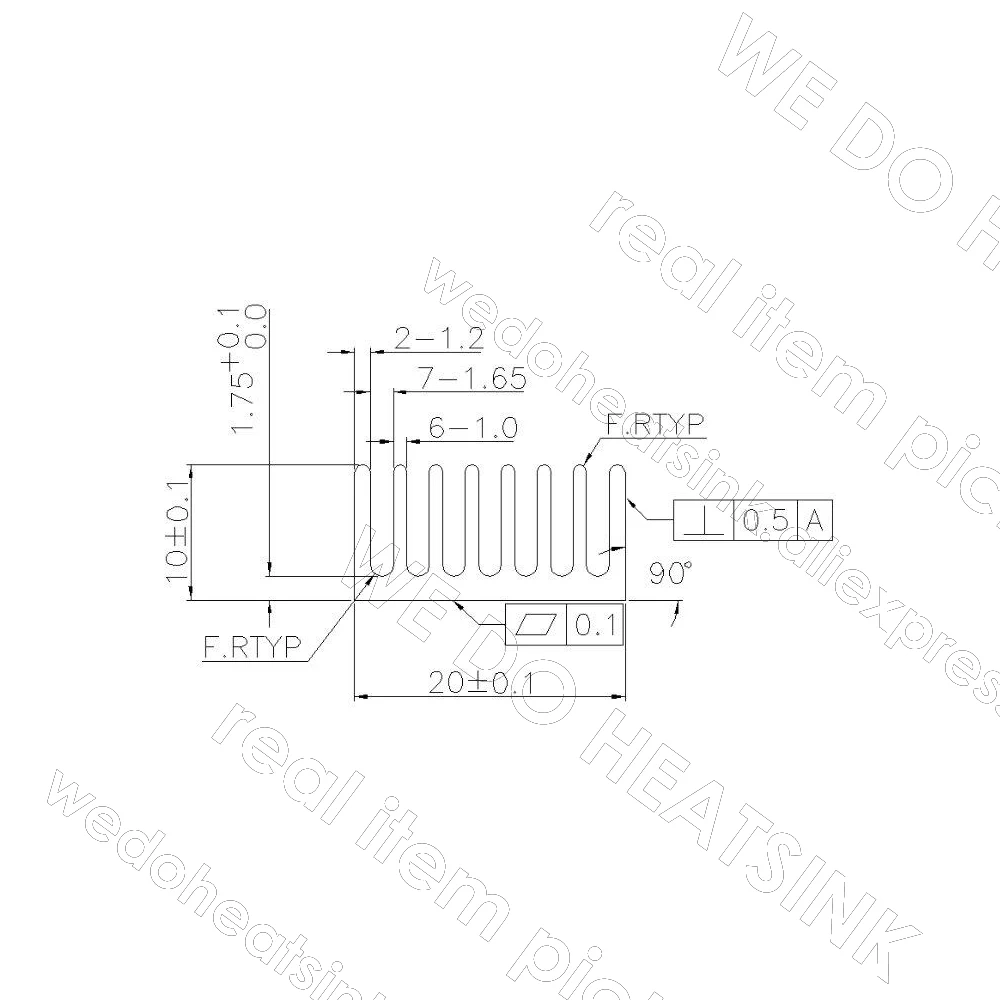 20x20x10mm radiador de alumínio de prata ic