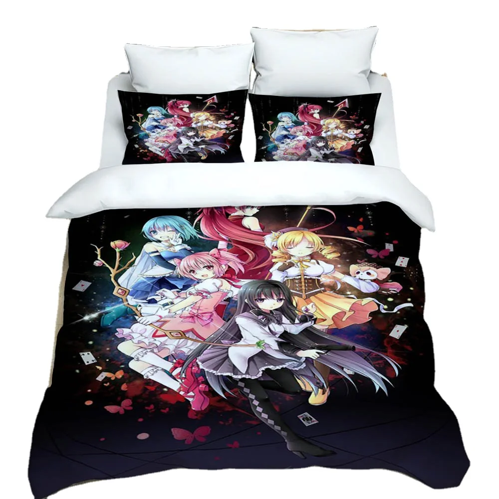 Puella Magi Madoka Magica 침구 세트, 절묘한 침대 용품 세트, 이불 커버, 침대 이불 세트, 럭셔리 생일 선물