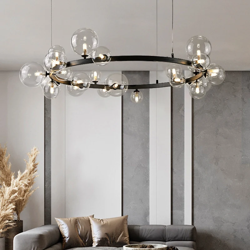 Nordic Designer Bubble Ball Dining Table Chandelier for Restaurant Living Room Bar Creative Personality Glass Lighting Fixtures led chandelier ceiling chandelier