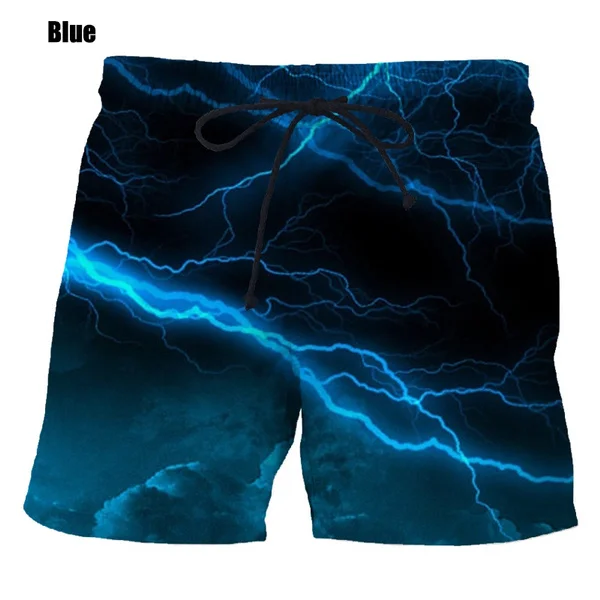New Fashion Men's 3D Lightning Print Shorts Hip Hop Streetwear Casual Personality Style Beach Shorts 5