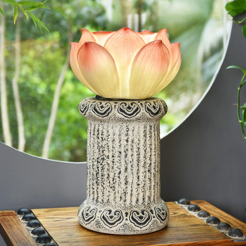 

New Chinese Zen Living Room Study Bedroom Decorative Table Lamp Tea Room Antique Style Artistic Creative Lotus Lamp