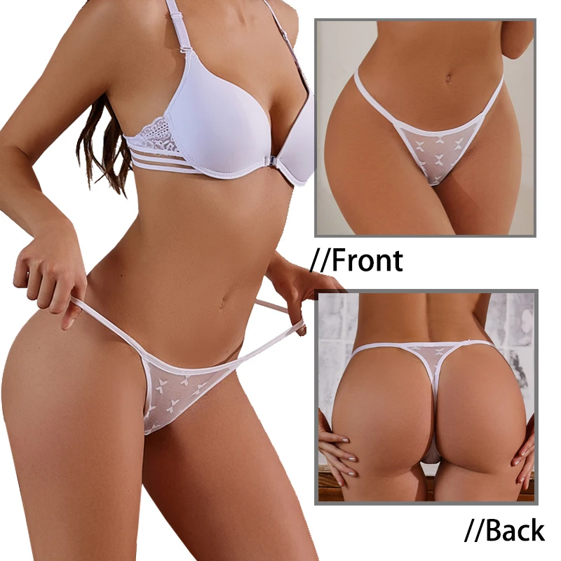 4PCS/Set Sexy Lace Thong Women Low Waist Panties Transparent G String Thongs T-Back Underwear Female  Solid Intimates Lingerie